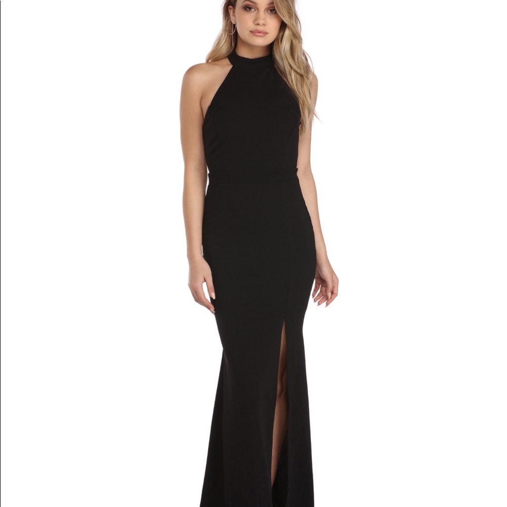 Windsor black velvet long formal gown